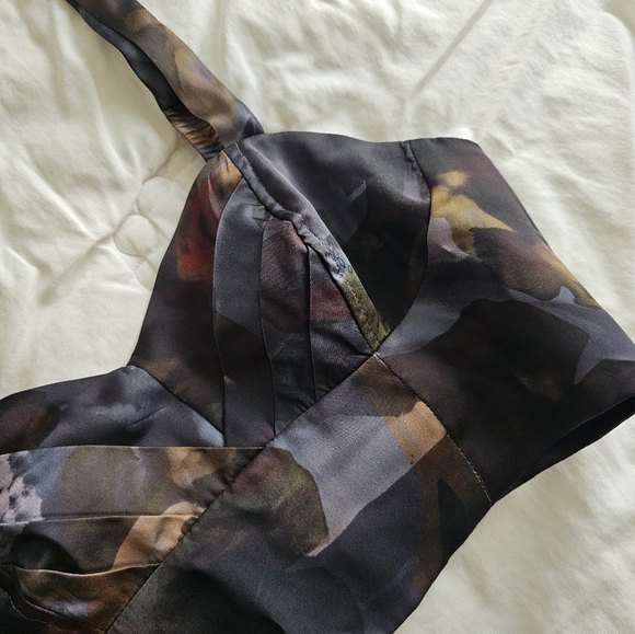 Floral Cropped Satin Corset Bralette - Picture 2 of 6